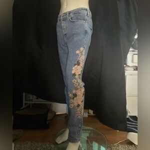 Embroidered Floral Boyfriend Jeans